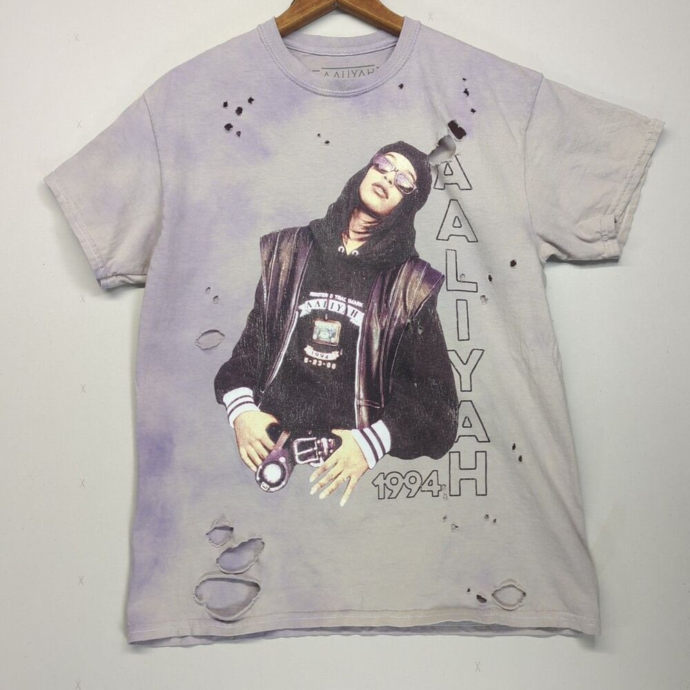 Aaliyah Distressed Tie Dye Short Sleeve Shirt Goodie Two Sleeves M Thrashed